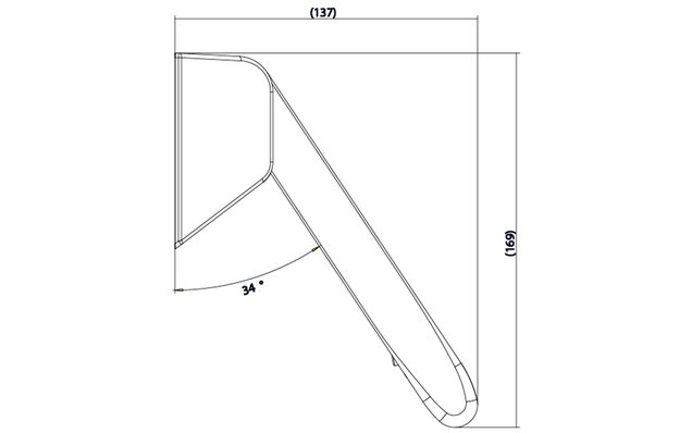 Strichzeichnung Stangengriff B-7404 in der seitlichen Ansicht mit Vermaßung