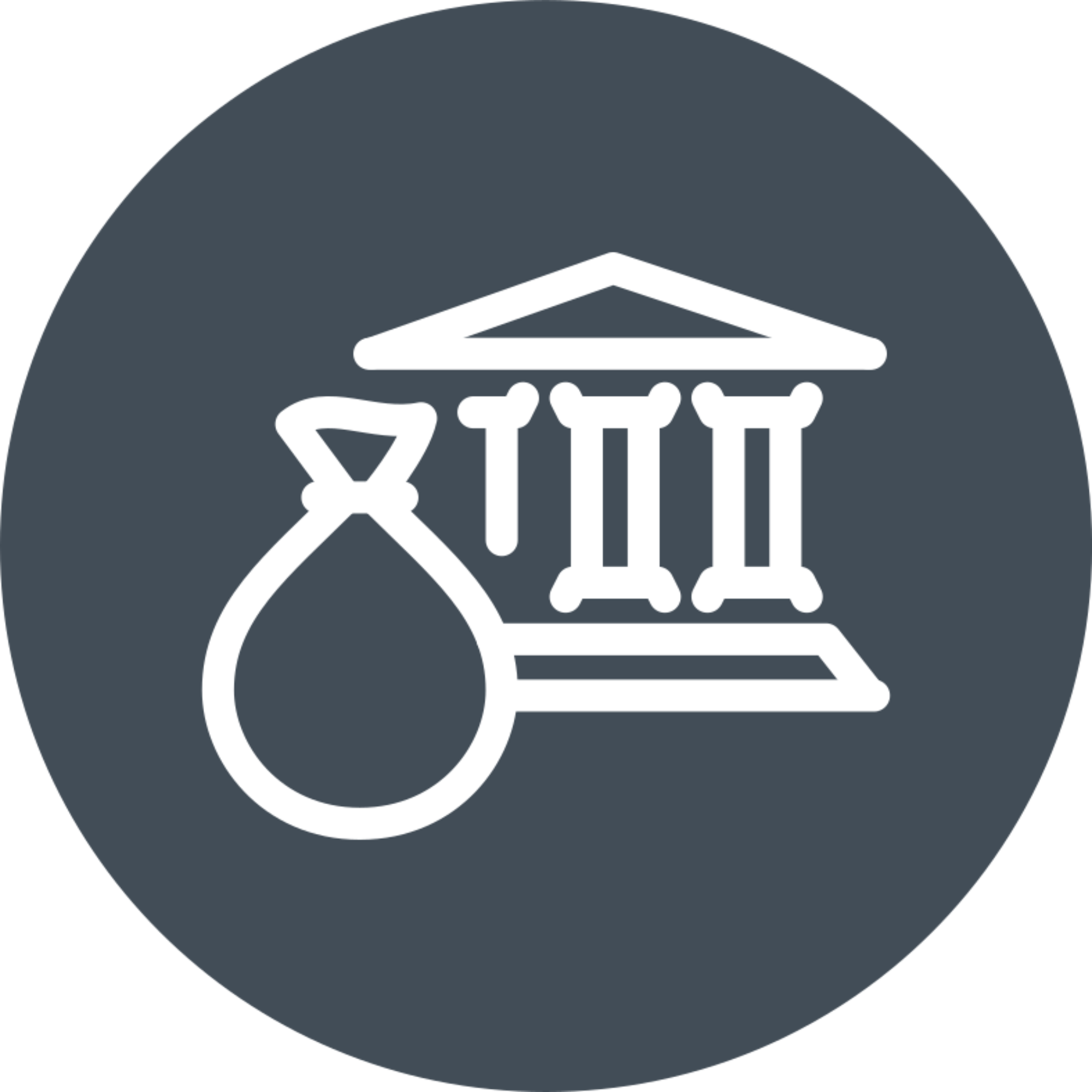 Gebäude mit Geldsack, Icon für Branchenlösung Finanzen