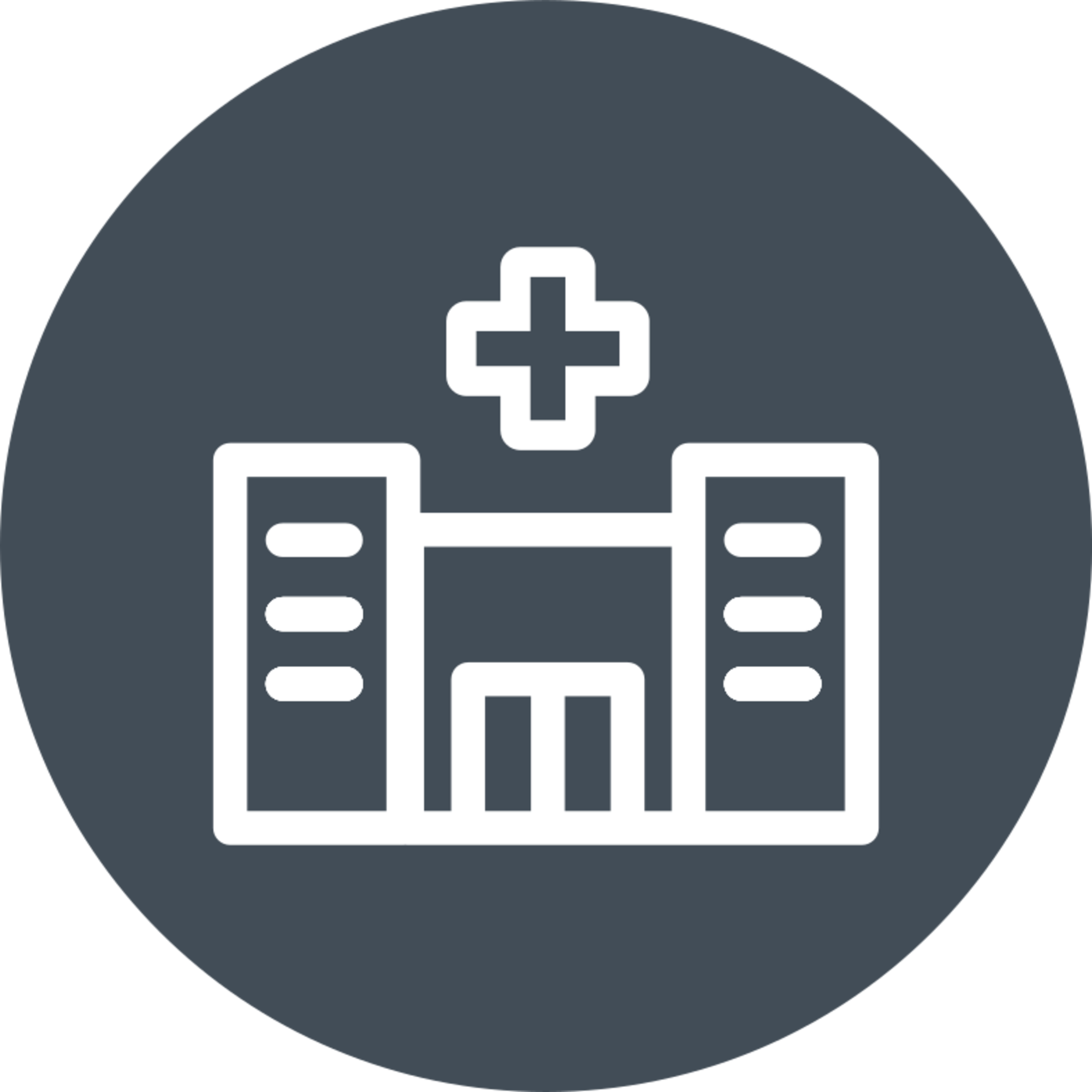 Krankenhausgebäude, Icon für Branchenlösung Gesundheitswesen