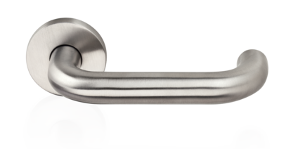 Drückermodell RONDO – Türdrücker mit Rundrosette – Oberfläche Edelstahl matt